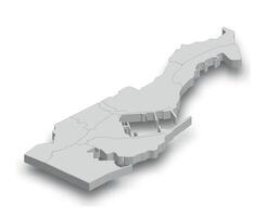 3d Mônaco branco mapa com regiões isolado vetor