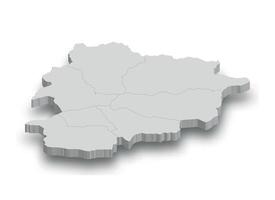 3d andorra branco mapa com regiões isolado vetor