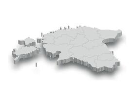 3d Estônia branco mapa com regiões isolado vetor