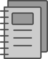 caderno linha preenchidas escala de cinza ícone Projeto vetor
