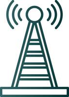 rádio torre linha gradiente ícone vetor