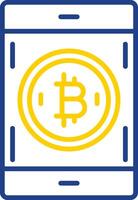 bitcoin pagar linha dois cor ícone Projeto vetor