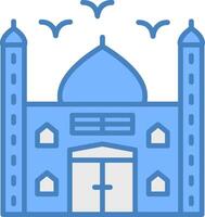 mesquita linha preenchidas azul ícone vetor