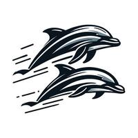 tribal padronizar dois golfinho ilustração dentro Preto e branco vetor
