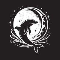 golfinho silhueta ilustração dentro Preto e branco vetor