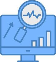 sistema monitoramento linha preenchidas azul ícone vetor