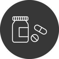 pílulas garrafa linha invertido ícone Projeto vetor