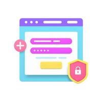 Internet navegador Conecte-se senha segurança pessoal dados proteção 3d ícone realista vetor