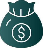 ícone de gradiente de glifo de bolsa de dinheiro vetor