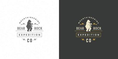 Urso logotipo emblema ilustração silhueta para camisa ou impressão carimbo vetor