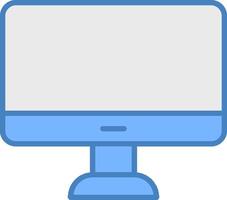 monitor linha preenchidas azul ícone vetor