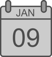 janeiro linha preenchidas escala de cinza ícone Projeto vetor