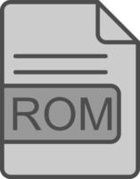 ROM Arquivo formato linha preenchidas escala de cinza ícone Projeto vetor