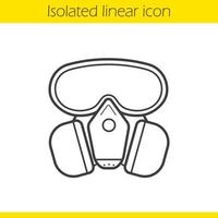 ícone linear de máscara de gás. ilustração de linha fina. símbolo de contorno de máscara de laboratório químico. desenho de contorno isolado de vetor
