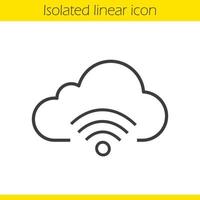 ícone linear de conexão wi-fi de computação em nuvem. ilustração de linha fina. símbolo de contorno do sinal wi-fi. desenho de contorno isolado de vetor