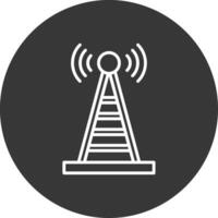 rádio torre linha invertido ícone Projeto vetor