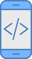 aplicativo desenvolvimento linha preenchidas azul ícone vetor