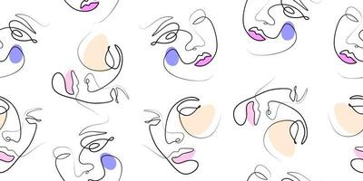 uma linha contínua de desenho de faces, padrões minimalistas da moda. vetor