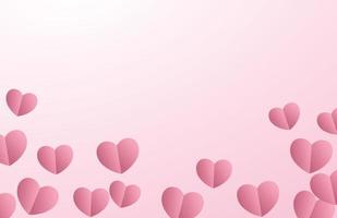 símbolo do coração feito por papel e voando sobre fundo gradiente rosa. modelo de corte de papel para mãe, filho, mulher, dia dos namorados, aniversário e convite de casamento e saudações vetor