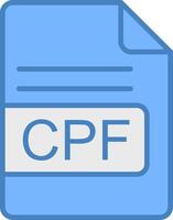 cpf Arquivo formato linha preenchidas azul ícone vetor