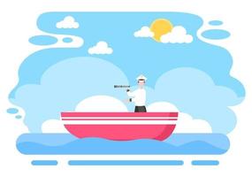 veleiro com ilustração de vista para o mar ou lago