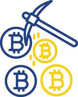 bitcoin mineração linha dois cor ícone Projeto vetor