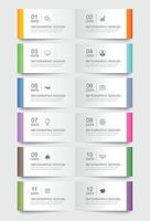 12 dados infográficos guia modelo de índice de papel. ilustração vetorial fundo abstrato. vetor