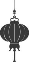 silhueta chinês tradicional ásia lanterna Preto cor só vetor