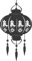 silhueta chinês tradicional ásia lanterna Preto cor só vetor