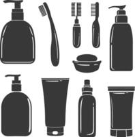 silhueta artigos de higiene pessoal equipamento Preto cor só vetor
