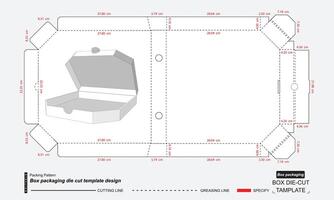 modelo de corte e vinco de embalagem hexagonal média de caixa de pizza vetor