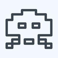 ícone alien invaser - estilo de linha, ilustração simples, traço editável vetor
