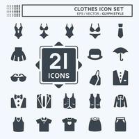 conjunto de ícones de roupas - estilo glifo, ilustração simples, traço editável