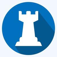 icon chess 4 - estilo sombra longa, ilustração simples, traço editável vetor