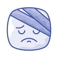 a surpreendente ícone do dor emoji, ferido, triste, expressões vetor