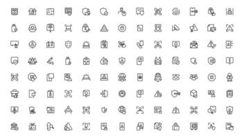 segurança linha ícones definir. cyber trancar, desbloquear, senha. guarda, escudo, casa segurança sistema ícones. olho acesso, eletrônico verificar, firewall. Internet proteção, computador portátil senha.outline ícone. vetor