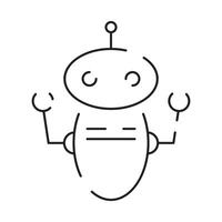 chatbot linha ícone. humanóide robô. pessoal voz assistência. inteligente alto falante artificial inteligência. tecnologia placa. vetor
