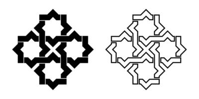 islâmico geométrico contorno esboço e silhueta Projeto elemento ilustração isolado em branco fundo. logotipo ícone vetor