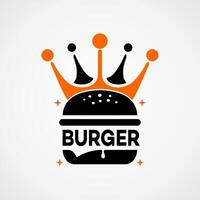 hamburguer com coroa ícone logotipo conceito logotipo Projeto ilustração vetor