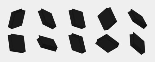 coleção saco de papel preto com diferentes pontos de vista e ângulos vetor