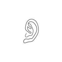 mão desenhando doodle linha de contorno ilustração orelha humana símbolo de minimalismo vetor