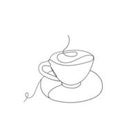 mão desenhando a ilustração da xícara de café do doodle no conceito de linha única vetor