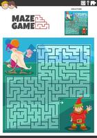 Labirinto jogos com desenho animado dois anões fantasia personagens vetor