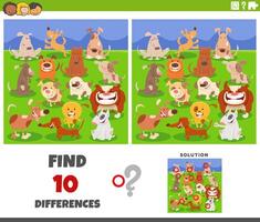 diferenças jogos com desenho animado cachorros animais grupo vetor