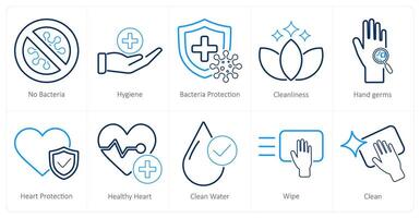uma conjunto do 10 higiene ícones Como não bactérias, higiene, bactérias proteção vetor