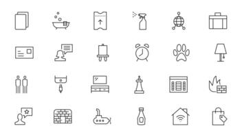 conjunto do fino linha rede ícone definir, simples esboço ícones coleção, pixel perfeito ícones, simples ilustração vetor
