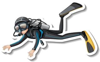 adesivo de mergulhador de desenho animado vetor