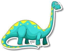 Adesivo de personagem de desenho animado de dinossauro braquiossauro vetor