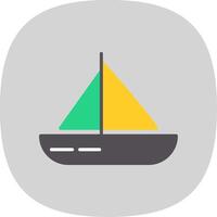 Navegando barco plano curva ícone Projeto vetor