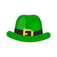 Chapéu de duende verde de Saint Patrick Day com ícone de folha de trevo de trevo. vetor